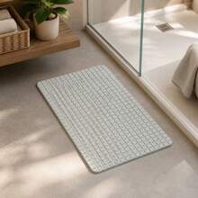 Non-Slip PVC Shower Mat With Embossed Grid, Light Grey Rectangular Bathroom Mat For Wet Areas, Size 67.7x38.5 Cm - A - View 6