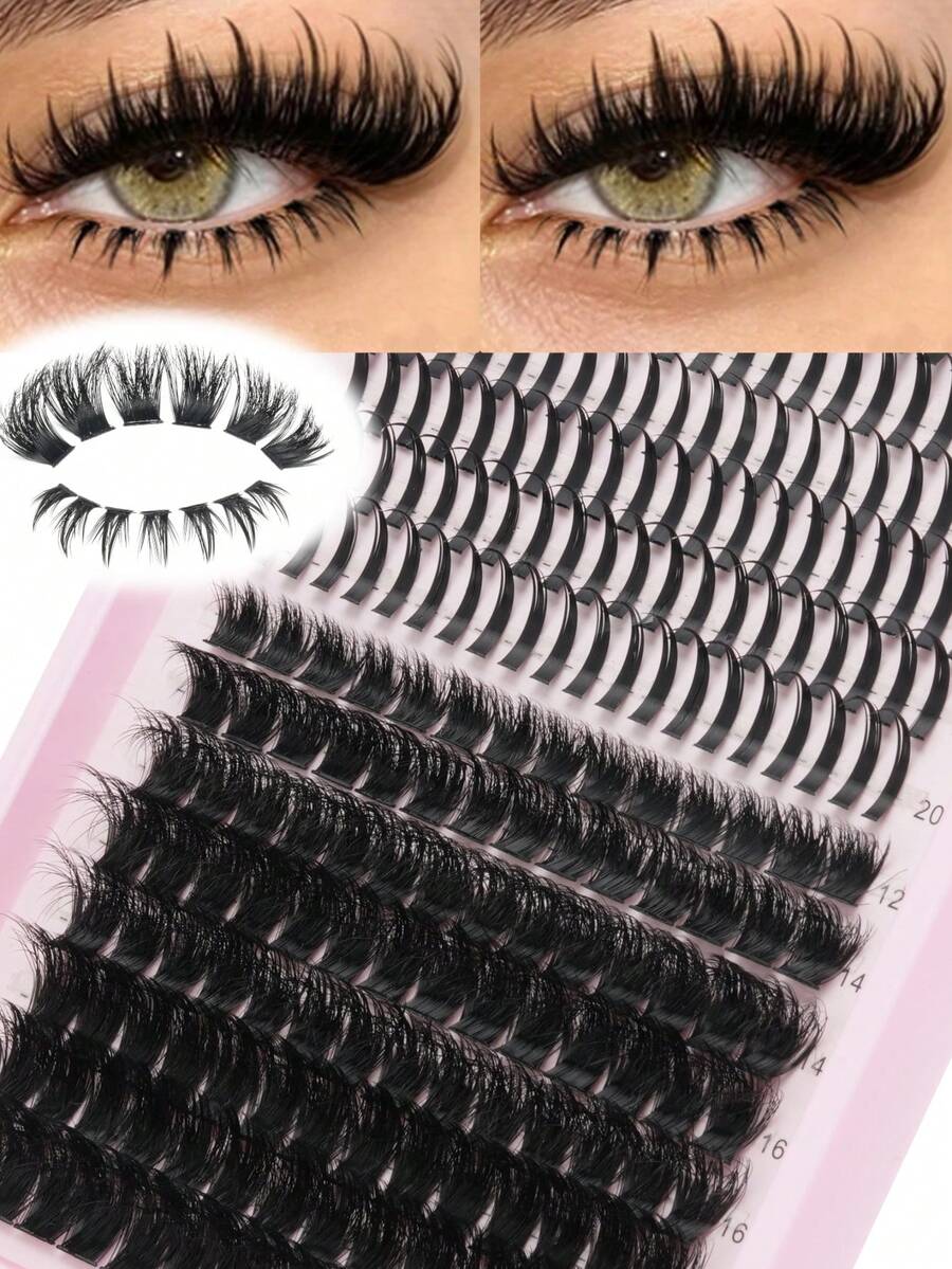 312pcs DIY Single Cluster False Eyelashes Set, D-Curl Lash Extension Kit, 3 Styles Voluminous Fluffy Cat Eye False Lashes, Waterproof Lightweight Single Cluster Eyelashes, Suitable For Daily Makeup, Party, Travel And More Occasions - DD - View 1
