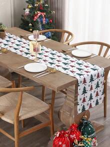1pc Christmas Decorative Table Runner Suitable For Home Decor - Green - View 5