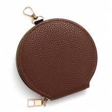 Dompet Koin Wanita dengan Resleting, Tas Earphone Mini Bulat Portabel Motif Biji Leci, Kantong Penyimpanan Kunci - MultiWarna - View 9