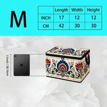 1pc Polish Folk Floral Storage Box, Multiple Styles Available, Beige Base Colorful Fabric Foldable Storage Bin, Suitable For Wardrobe, Bedroom, Living Room, Entryway, Can Store Clothes, Bedding, Blankets, Scarves And Daily Sundries - C - View 13