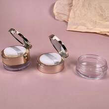 Makeup Organizer Portable Empty Loose Powder Container Refillable Cosmetic Sifter Box With Built In Mirror Travel Compact Makeup Case Ideal Gift For Girls Initial Name Blue 26 Letters Pattern - Gold - View 5
