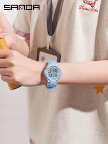 Jam Tangan Olahraga Digital SANDA Pria Wanita, Tali Silikon Warna-warni, Casing Bulat, Tampilan Ganda, Tahan Air 5ATM, Alarm, Tanggal Hari Ini, Jam Tangan Unisex - Satu ukuran cocok untuk semua. - View 10