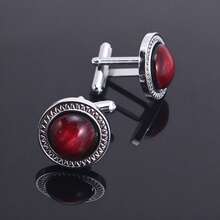 1pc Men's French Cuff Cufflinks, Metal Cufflinks With Faux Mother Of Pearl Gemstone, Business Style, Versatile And Stylish Couple Cufflinks - Multicolor - View 3