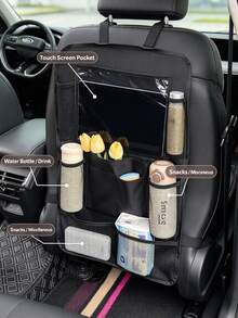 1pc Multi-Pocket Car Seat Back Organizer, Transparent Window & Mesh Pocket Design, Can Store Tablet, Drinks And Small Items, Car Seat Back Storage Bag, Car Essentials, Women's Car Accessories, Brown Car Accessories, Suitable For Road Trips And Daily Driving - Multicolor - View 4