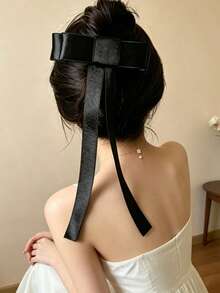 1pc Women's Fashion Elegant Bow Ribbon Hair Clip Claw - Multicolor - View 8
