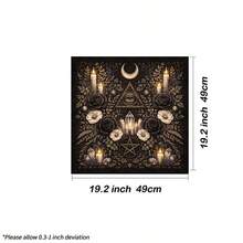 1pc Tarot Table Cloth, All Seeing Eye Crescent Moon Pentagram Black Rose Crystal Candle Altar Cloth, Witchy Divination Tarot Card Mat, Wicca Spiritual Reading Cloth For Tarot & Oracle Cards - Multicolor - View 4