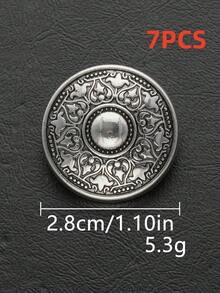 7pcs Vintage Engraved Round Metal Hand Sew Buttons, Embossed Pattern Decorative Sewing Buttons For Suit Coat Jacket Garment DIY Accessories - Multicolor - View 21