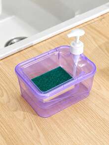 Press-Type Soap Dispenser Bathroom Refillable Bottle Brush Soap Dispenser Soap Dispenser Bathroom Kitchen Cleaning Soap Dispenser Soap Dispenser Box Press-Type Detergent Box Square Sponge Brush Box Divided Storage Box Kitchen Essentials Bathroom Decor - Multicolor - View 13