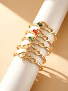 1pc Retro Luxury Y2K Colorful Stacked Bohemian Bangle Bracelet, Elegant Spring-Hinged Design For Women, Suitable For Wedding, Party, Afternoon Tea, Vacation, Date, Festivals, And Daily Wear - Affordable Luxury - View 9