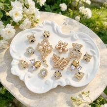 14pcs Gold Bear & Butterfly DIY Shoe Decor, Animal Casual ABS Plastic (ABS Resin) Rhinestone Home All Season - Gold - View 10