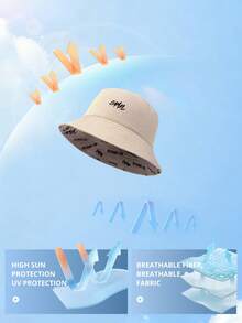 Japanese Style Reversible Bucket Hat, Unisex Casual Sun Hat, Large Head Circumference, Multi-Functional Bucket Hat For Men And Women, Suitable For Bald Heads - Apricot - View 2