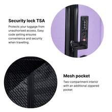 W WINGS High Durability | Polycarbonate | 3 PiecesLuggage Set | Carry-On, Medium And Large Suitcases With TSA Lock And 360° Spinner Wheels - Dusty Purple - View 7