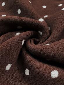 Women's Fashion Polka Dot Short Cardigan, Long Sleeve Round Neck Flared Hem Sweater, Create Vintage Autumn Look - Multicolor - View 10