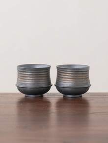 WEN ZHE 2pcs Ceramic Coffee Cup Set, 230ml Kiln-Fired Tea Cups, Suitable For Latte, Espresso - Multicolor - View 14