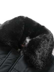 Men's Winter Fashion Fleece Collar Padded Coat, Suitable For Daily Commute, Vacation, Gift Giving - Black - View 8