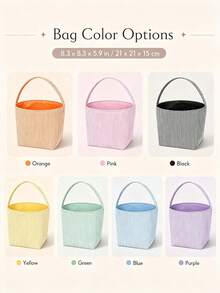 Personalized Custom Name Halloween Trick Or Treat Striped Fabric Tote Basket, Ghost Pumpkin Witch Hat Pattern, Customized Text Handle Storage Basket, Halloween Party Decoration - Multicolor - View 11