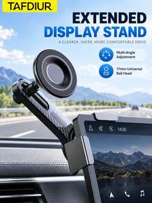 TAFDIUR 1pc Black Alloy/Plastic Dual-Choice Magnetic Phone Holder, Suitable For New Energy Vehicle Center Console Screen, 360° Rotation, Strong Adsorption To Dashboard, Adjustable Height And Dual Clamping, Compatible With IPhone And Android Phones - Support - View 1