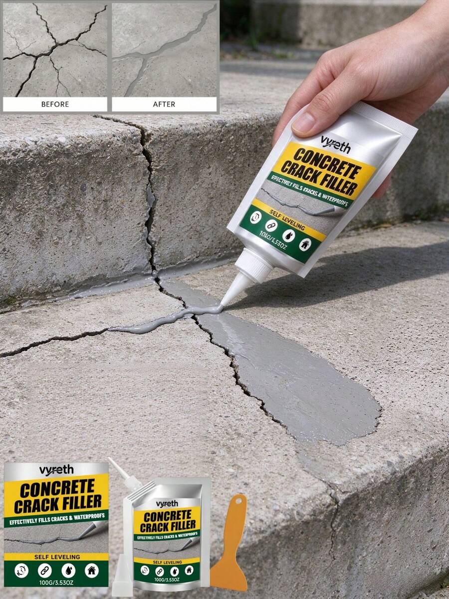 Multi-Purpose Gap Filler For Home Use, Dual Filling And Waterproofing Performance, Suitable For Outdoor Cement-Based Surfaces. Quickly Fills Cracks, Moisture-Proof And Water-Resistant, Durable After Curing, Easy To Use For Ordinary People, Solves Various Leakage And Cracking Problems At Home
