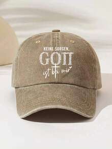 1pc Fashionable Adjustable Washed Baseball Cap, Suitable For Camping, Travel, Party And Fitness, Fit For Various Outdoor Activities, Printed With "KEINE SORGENGON" Pattern And Text, Elegant And Versatile, Perfect For Camping And Casual Wear, Great Gift For Family And Friends - Washed Cap - View 11