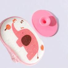 2pcs Teenager Bath & Hair Brush Set - Soft Silicone, Gentle Scalp Massage, Easy To Clean Hair Brush, Cartoon Elephant Face Towel - Multicolor - View 10