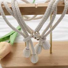 2pcs Elegant Braided Curtain Tieback With Delicate Flower Ornament And Textured Tassel Beads. Soft Rope Design, Easy To Tie And Adjust, Perfect To Decorate Your Living Room, Bedroom Curtains. Available In Multiple Colours To Match Your Home Style. - Multiple Styles - View 4