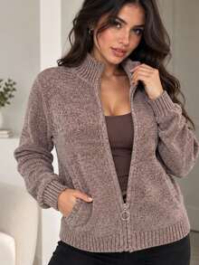 Women Cardigans - Brown - View 3