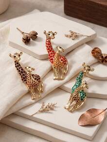 Enamel Giraffe Brooches For Women Animal Pins Casual Accessories Gifts - Giraffe (2280) - View 9