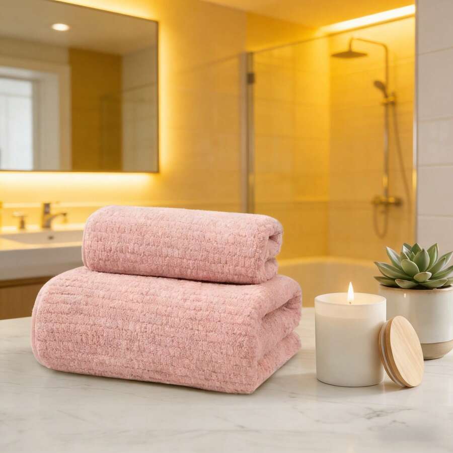 Towel & Bath Towel Sets - Pink - View 1