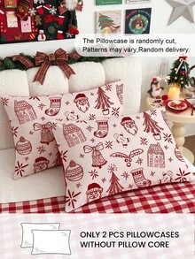 HONEYMOON 2pcs Christmas Themed Printed Pillowcases, 100% Polyester Lightweight Cloud-Like Fabric, Exquisite Print, No Pillow Insert, Soft And Breathable, Wrinkle-Resistant, Envelope Closure, Suitable For Home, Dorm, Sofa, Machine Washable - Multicolor - View 2