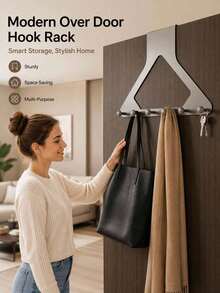 2pcs Upgraded Triangle Door Hooks,Over-The-Door Coat Rack,No-Drill Storage Shelf,Hanging Clothes Rack,Kitchen And Closet,Wardrobe Storage Rack,Decorative Storage,Decorative Hanging,Home Decor,Dorm Storage,Storage,Halloween,Christmas,Housewarming Gift - Multicolor - View 3
