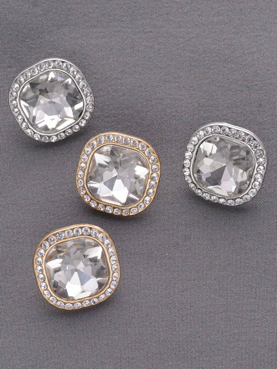 7pcs Square Rhinestone Metal Buttons, Premium Coat Trench Coat Blazer Buttons, Sweater Cardigan Jacket Hand-Sewn Decorative Buttons