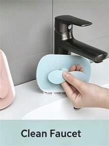 1/2pcs 2-In-1 Handheld Cleaning Brush With Squeegee, Multi-Function Household Scrubbing Sponge Brush, Suitable For Bathroom Bathtub, Glass Mirror, Kitchen Stove, Sink, Removes Stubborn Dirt, Ergonomic Handle - A - View 9