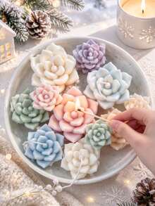 3D Succulent Flower Aromatherapy Candle Silicone Mold, 3 Sizes Available, Succulent Decorative Design - Suitable For Resin Casting, Candle Making And Clay Crafts, DIY Wax Art, Resin Crafts And Holiday Decor - Succulent Flower Mold - View 3