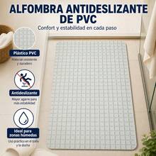 Non-Slip PVC Shower Mat With Embossed Grid, Light Grey Rectangular Bathroom Mat For Wet Areas, Size 67.7x38.5 Cm - A - View 2