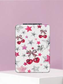 1PC Millennium Y2K Series Portable Vanity Mirror, Foldable Lightweight Ultra-Thin Convenient Hand Mirror, PU Leather, Suitable For Multiple Scenarios And All People, Rectangular Pocket Mirror With Cartoon Starfish, Heart, Cherry, Star, Bow Design, Exquisite And Delicate, Easy To Carry, Handheld Makeup Mirror, 180° Flip Cover, Multi-Functional Mini Mirror - Multicolor - View 7