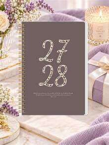 1pc 24-Month Monthly Planner 2027-2028, Leopard Number Cover Spiral Notebook, Lay-Flat Planner With Monthly Overview & Notes, Office Desk Accessories, Christmas Gifts, Bible Study Materials - Rectangle - View 2