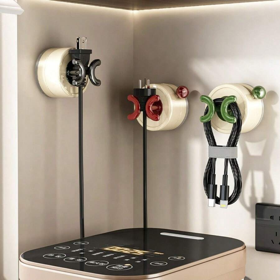 1pc Strong Adhesive Hook Fixator No-Drill Kitchen Outlet Plug Suction Cup Wall Mount Power Socket Holder - View 1