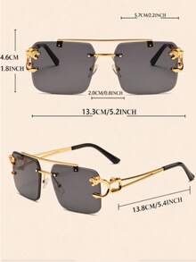 1 Pair Men's Double Bridge Rimless Fashion Glasses Suitable For Daily Wear - Black - View 3
