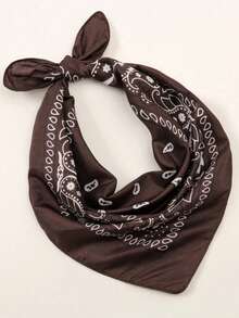 1PC Fashion Paisley Print Novelty Handkerchief Hair Band Denim Bohemian Style Suitable For All Seasons Square Scarf - Coffee - View 3