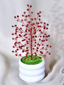 1pc Shiny Rhinestone Artificial Flower Potted Plant Faux Flower Stem Festival Creative Ornament Home Room Desktop Office Wedding Garden Decor - Multicolor - View 12