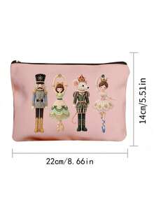 2D Christmas Theme Nutcracker Makeup Bag, Includes Christmas Ballet And Other Elements, Holiday Gift Bag, Toiletry Bag, Multi-Functional Bag, Suitable For Commuting, Back To School, Travel, And Other Occasions (2D Printed Pattern) - Multicolor - View 11