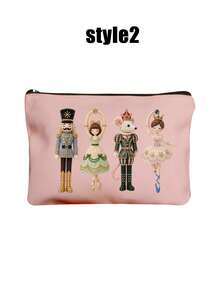 2D Christmas Theme Nutcracker Makeup Bag, Includes Christmas Ballet And Other Elements, Holiday Gift Bag, Toiletry Bag, Multi-Functional Bag, Suitable For Commuting, Back To School, Travel, And Other Occasions (2D Printed Pattern) - Multicolor - View 15