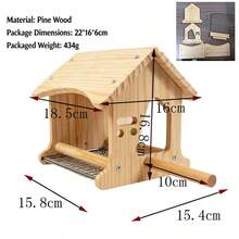 Rumah Burung Kayu Pinus Alami, Tempat Bertengger Burung Beo dengan Baki yang Dapat Dilepas, Mainan Sangkar Burung untuk Burung Parkit, Burung Kecil, Tempat Bermain & Beristirahat, Tempat Bersarang - View 6