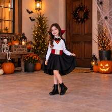 Disfraz de Vampira para Niña Halloween con Capa y Vestido Infantil - Negro - Ver 2