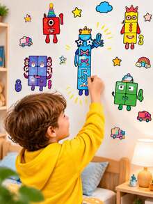MASSDI 8 Sheets Math Building Blocks Children's Toy Stickers, Classroom Educational Interactive Toys, Number & Creature Building Block Face Stickers, Halloween Party Supplies, Christmas Season, Children's Birthday Gifts, Gift Bag Fillers, DIY Craft Activity Decoration Set - Multicolor - View 9