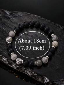 Black Obsidian Protection Bracelet, Retro Style Grounding Crystal Men's Jewelry Gift For Him,Daily Wear, Masculine Energy Shield, Absorbing Negativity - Multicolor - View 4