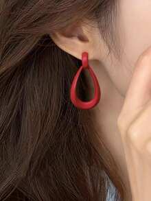 1 Pair Minimalist French Style Red Geometric Elegant Luxury Versatile Formal/Daily/Vacation Earrings For Ladies - Red - View 4