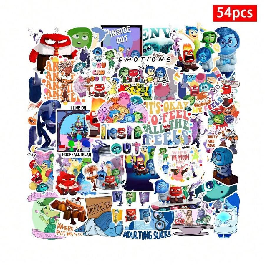 Hasbro 50pcs New Inside Out Stickers, Waterproof Cartoon Graffiti Decals For Car, Guitar, Luggage Decoration - Multicolor - View 1