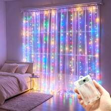 8-Function Battery Powered Fairy String Lights, Curtain Lights, Suitable For Christmas, Halloween, Wedding, Birthday, Party And Home Decor, Holiday Atmosphere Lighting, Holiday Lighting, Halloween String Lights, Indoor And Outdoor - Battery Box Curtain Light - View 10